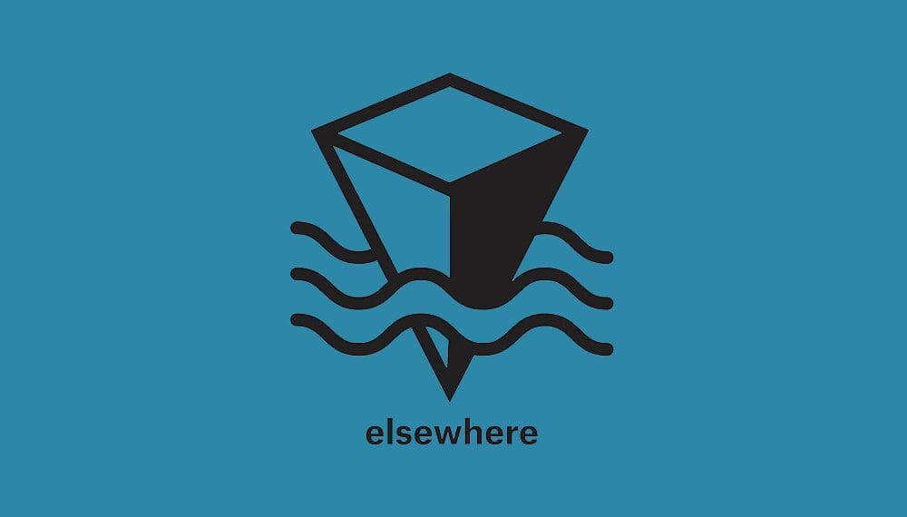 A cube floating above wavy lines with the word 'elsewhere' below.